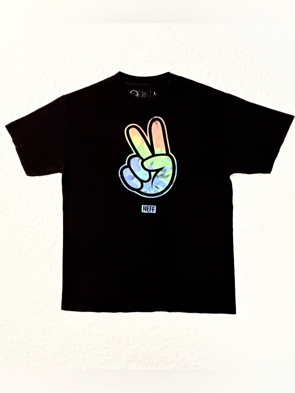Neff | Peace Sign Tie Dye Graphic T-Shirt | Black | Size Large
